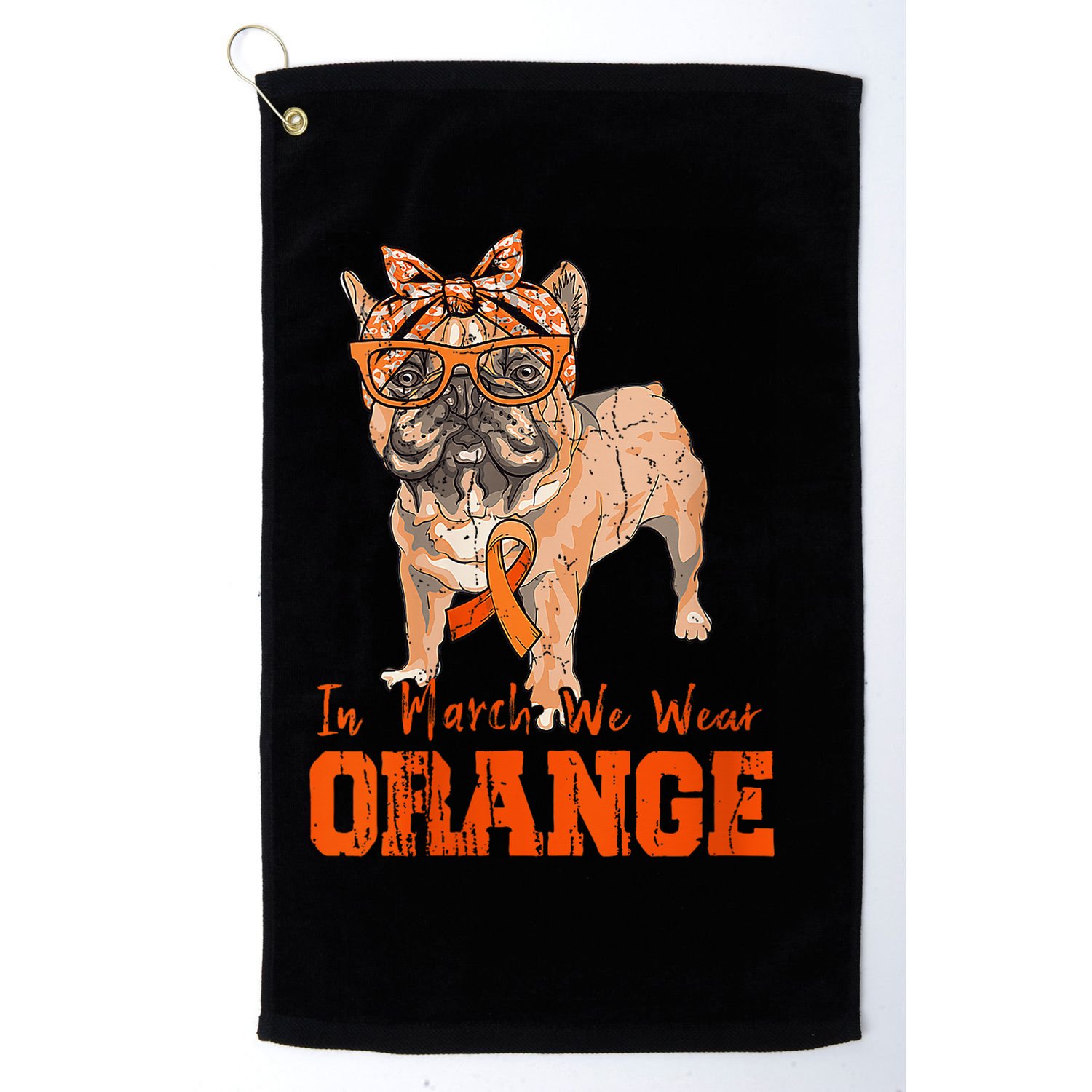 We Wear Orange Frenchie Dog Multiple Sclerosis Awareness Golf Towel