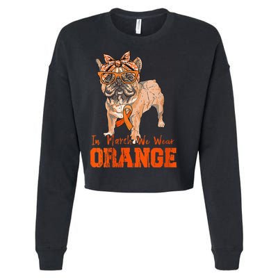 We Wear Orange Frenchie Dog Multiple Sclerosis Awareness Cropped Pullover Crew