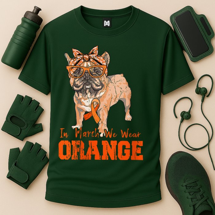We Wear Orange Frenchie Dog Multiple Sclerosis Awareness Cooling Performance Crew T-Shirt