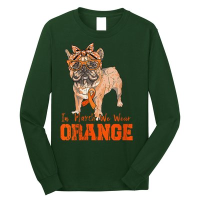 We Wear Orange Frenchie Dog Multiple Sclerosis Awareness Long Sleeve Shirt