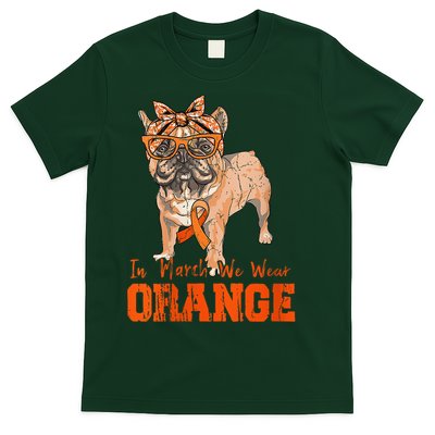 We Wear Orange Frenchie Dog Multiple Sclerosis Awareness T-Shirt