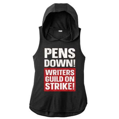 Pens Down Writers Guild Of America WGA Strike Pencils Down  Ladies PosiCharge Tri-Blend Wicking Draft Hoodie Tank