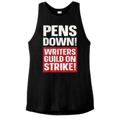 Pens Down Writers Guild Of America WGA Strike Pencils Down  Ladies PosiCharge Tri-Blend Wicking Tank