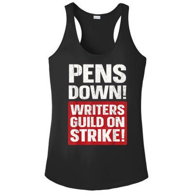 Pens Down Writers Guild Of America WGA Strike Pencils Down  Ladies PosiCharge Competitor Racerback Tank