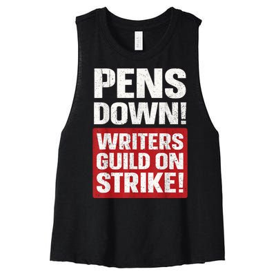 Pens Down Writers Guild Of America WGA Strike Pencils Down  Women's Racerback Cropped Tank