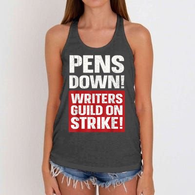 Pens Down Writers Guild Of America WGA Strike Pencils Down  Women's Knotted Racerback Tank