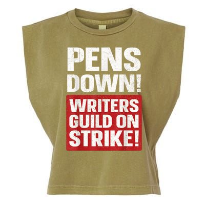 Pens Down Writers Guild Of America WGA Strike Pencils Down  Garment-Dyed Women's Muscle Tee