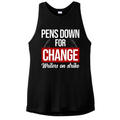 WGA Writers On Strike Pens Down For Change Anti AI Chatbots Ladies PosiCharge Tri-Blend Wicking Tank