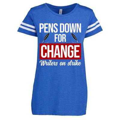 WGA Writers On Strike Pens Down For Change Anti AI Chatbots Enza Ladies Jersey Football T-Shirt