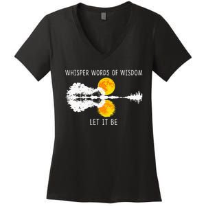 Whisper Words Of Wisdom LetIt Be Guitar Lake Shadow Women's V-Neck T-Shirt