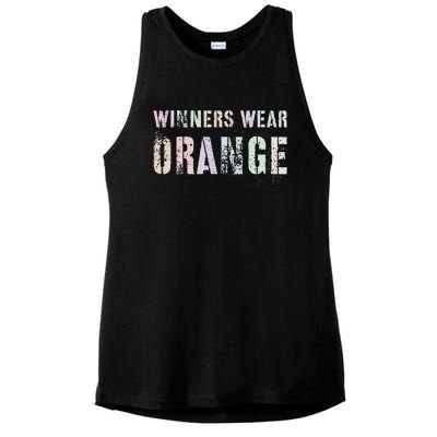 WINNERS WEAR ORANGE Summer Camp Team Color War Game Event Ladies PosiCharge Tri-Blend Wicking Tank