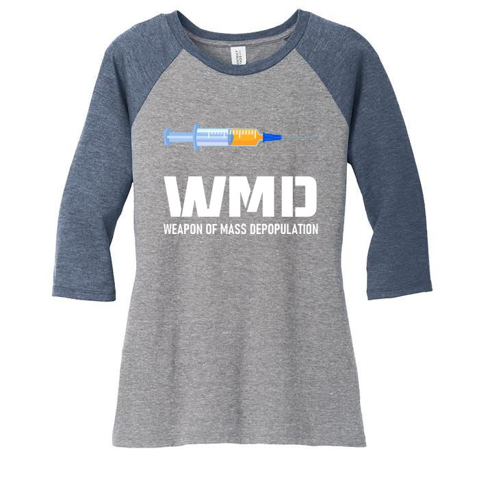 WMD Weapon Of Mass Depopulation Women's Tri-Blend 3/4-Sleeve Raglan Shirt