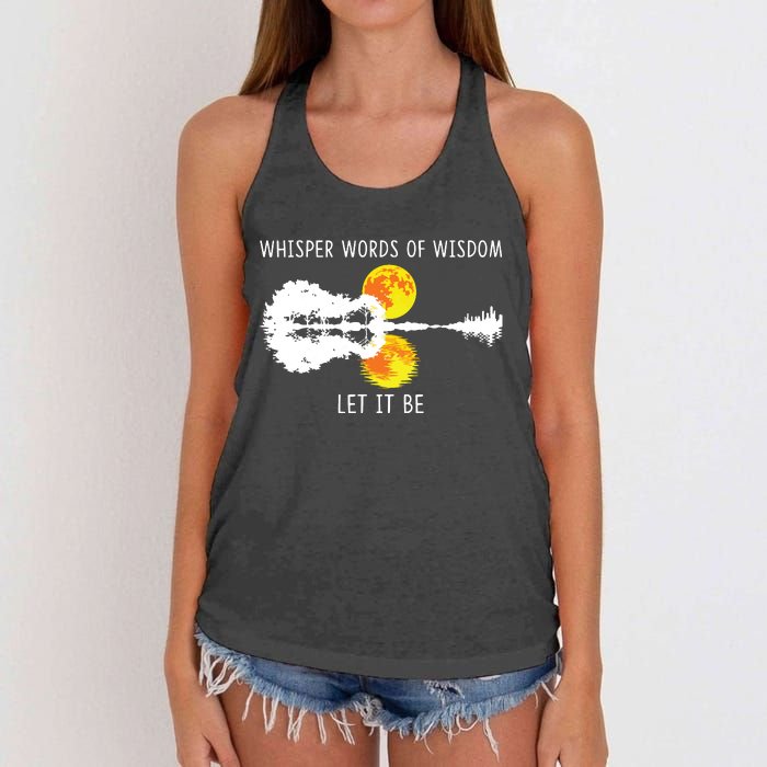 Whisper Words Of Wisdom Letit Be Guitar Lake Shadow Women's Knotted Racerback Tank