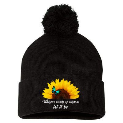 Whisper Words Of Wisdom Let It Be With Butterfly Pom Pom 12in Knit Beanie