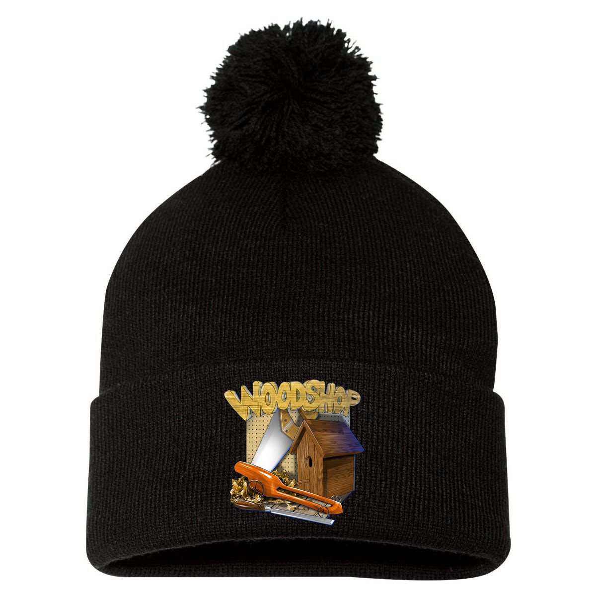 Woodshop Pom Pom 12in Knit Beanie