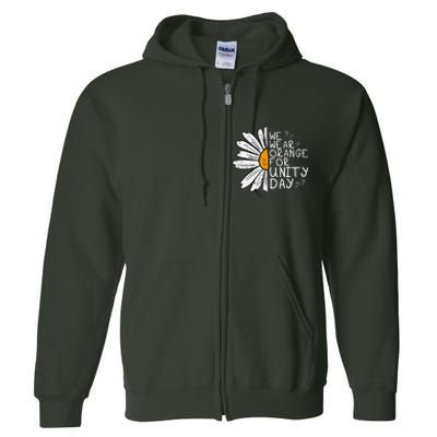 We Wear Orange For Unity Day Daisy Anti Bullying Full Zip Hoodie