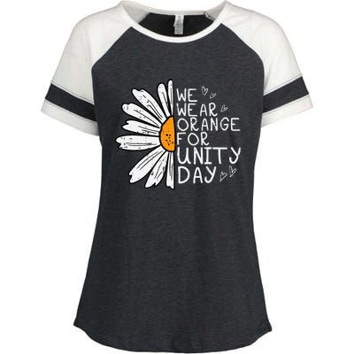 We Wear Orange For Unity Day Daisy Anti Bullying Enza Ladies Jersey Colorblock Tee