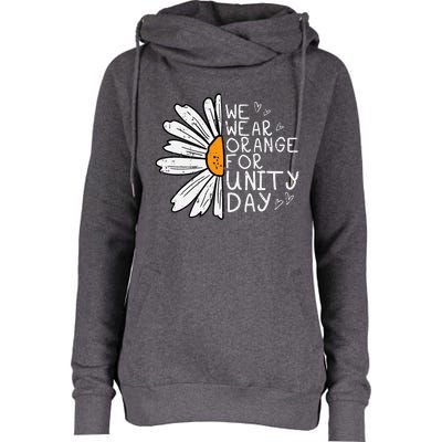 We Wear Orange For Unity Day Daisy Anti Bullying Womens Funnel Neck Pullover Hood