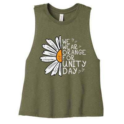 We Wear Orange For Unity Day Daisy Anti Bullying Women's Racerback Cropped Tank