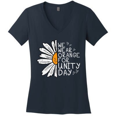 We Wear Orange For Unity Day Daisy Anti Bullying Women's V-Neck T-Shirt