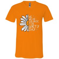 We Wear Orange For Unity Day Daisy Anti Bullying V-Neck T-Shirt