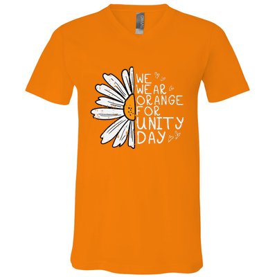 We Wear Orange For Unity Day Daisy Anti Bullying V-Neck T-Shirt