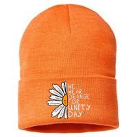 We Wear Orange For Unity Day Daisy Anti Bullying Sustainable Knit Beanie