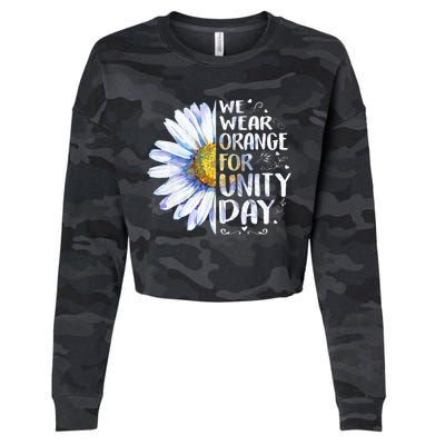 We Wear Orange Daisy Flower For Unity Day Anti Bullying Cropped Pullover Crew