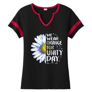 We Wear Orange Daisy Flower For Unity Day Anti Bullying Ladies Halftime Notch Neck Tee