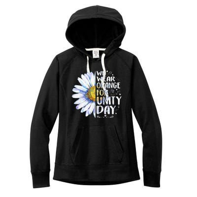 We Wear Orange Daisy Flower For Unity Day Anti Bullying Women's Fleece Hoodie