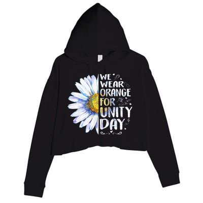 We Wear Orange Daisy Flower For Unity Day Anti Bullying Crop Fleece Hoodie