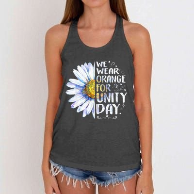 We Wear Orange Daisy Flower For Unity Day Anti Bullying Women's Knotted Racerback Tank