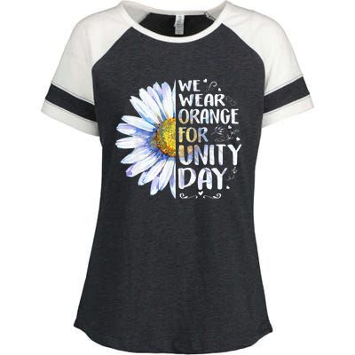 We Wear Orange Daisy Flower For Unity Day Anti Bullying Enza Ladies Jersey Colorblock Tee