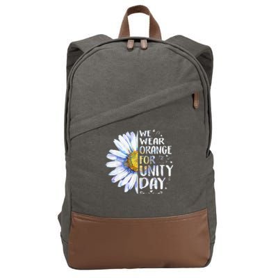 We Wear Orange Daisy Flower For Unity Day Anti Bullying Cotton Canvas Backpack