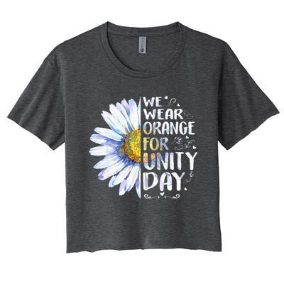 We Wear Orange Daisy Flower For Unity Day Anti Bullying Women's Crop Top Tee