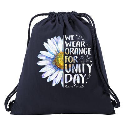 We Wear Orange Daisy Flower For Unity Day Anti Bullying Drawstring Bag