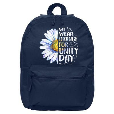 We Wear Orange Daisy Flower For Unity Day Anti Bullying 16 in Basic Backpack