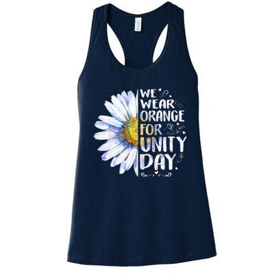 We Wear Orange Daisy Flower For Unity Day Anti Bullying Women's Racerback Tank