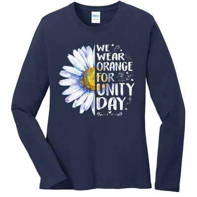 We Wear Orange Daisy Flower For Unity Day Anti Bullying Ladies Long Sleeve Shirt