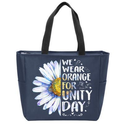 We Wear Orange Daisy Flower For Unity Day Anti Bullying Zip Tote Bag