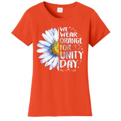 We Wear Orange Daisy Flower For Unity Day Anti Bullying Women's T-Shirt