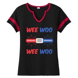 Wee Woo Police Car Funny Ladies Halftime Notch Neck Tee