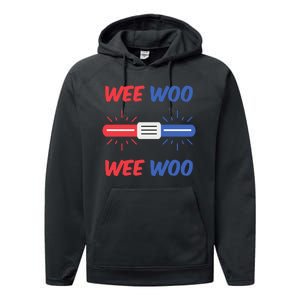 Wee Woo Police Car Funny Performance Fleece Hoodie