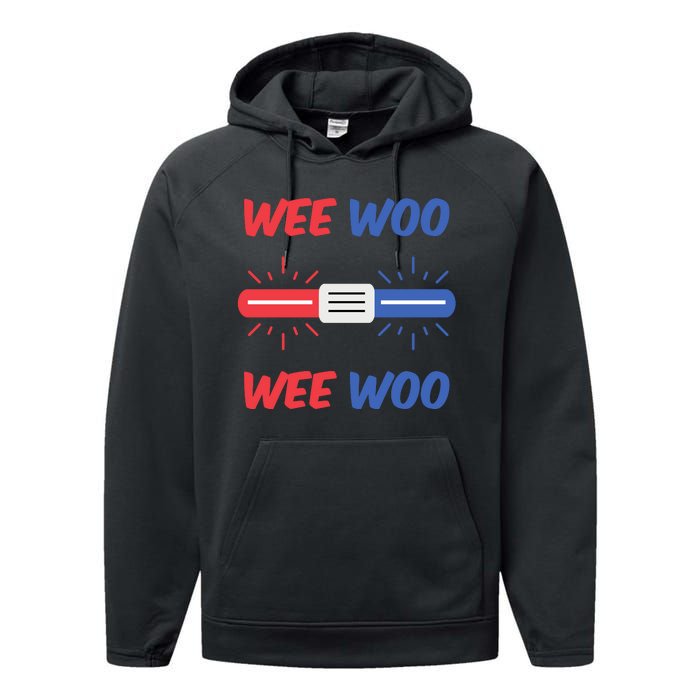 Wee Woo Police Car Funny Performance Fleece Hoodie