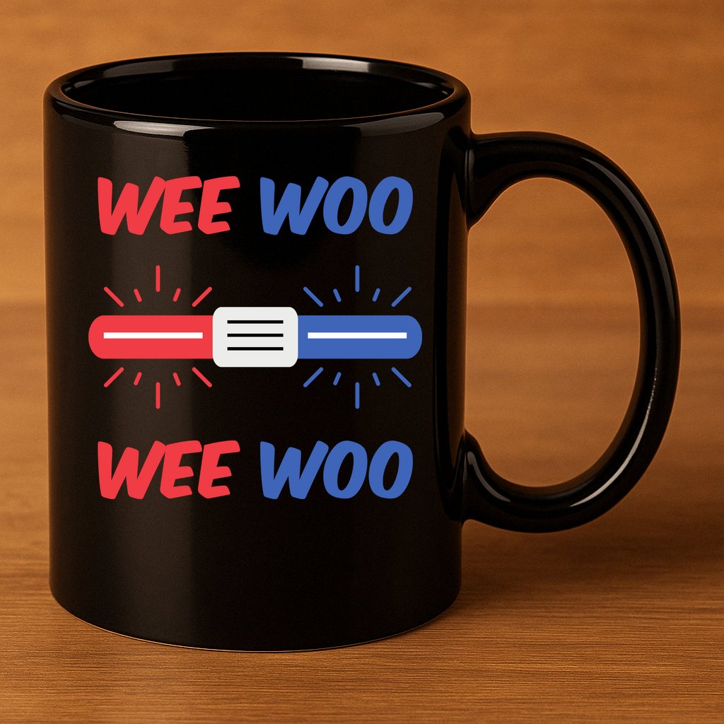 Wee Woo Police Car Funny 11oz C Handle Ceramic Mug