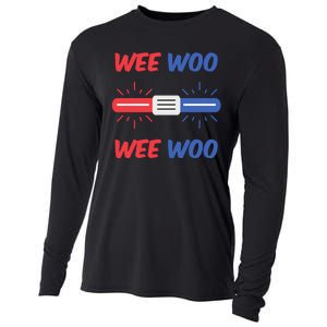 Wee Woo Police Car Funny Cooling Performance Long Sleeve Crew