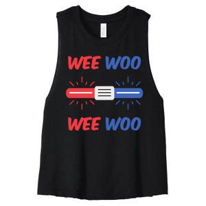 Wee Woo Police Car Funny Women's Racerback Cropped Tank