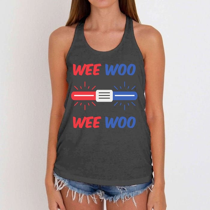 Wee Woo Police Car Funny Women's Knotted Racerback Tank