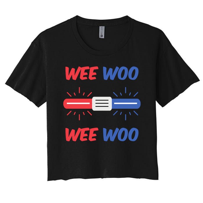 Wee Woo Police Car Funny Women's Crop Top Tee