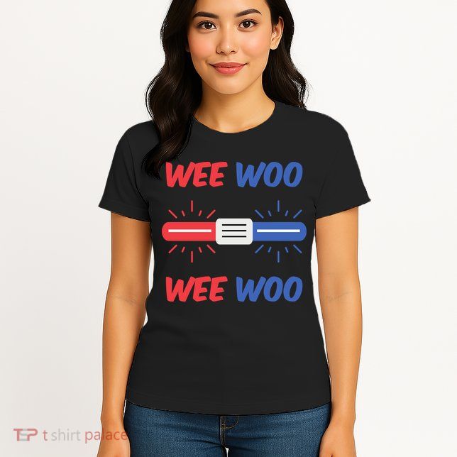 Wee Woo Police Car Funny Womens T-Shirt